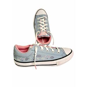 Converse All Star Street Low Sneaker Blueberry Ice Floral Embroidered  2.5 Youth